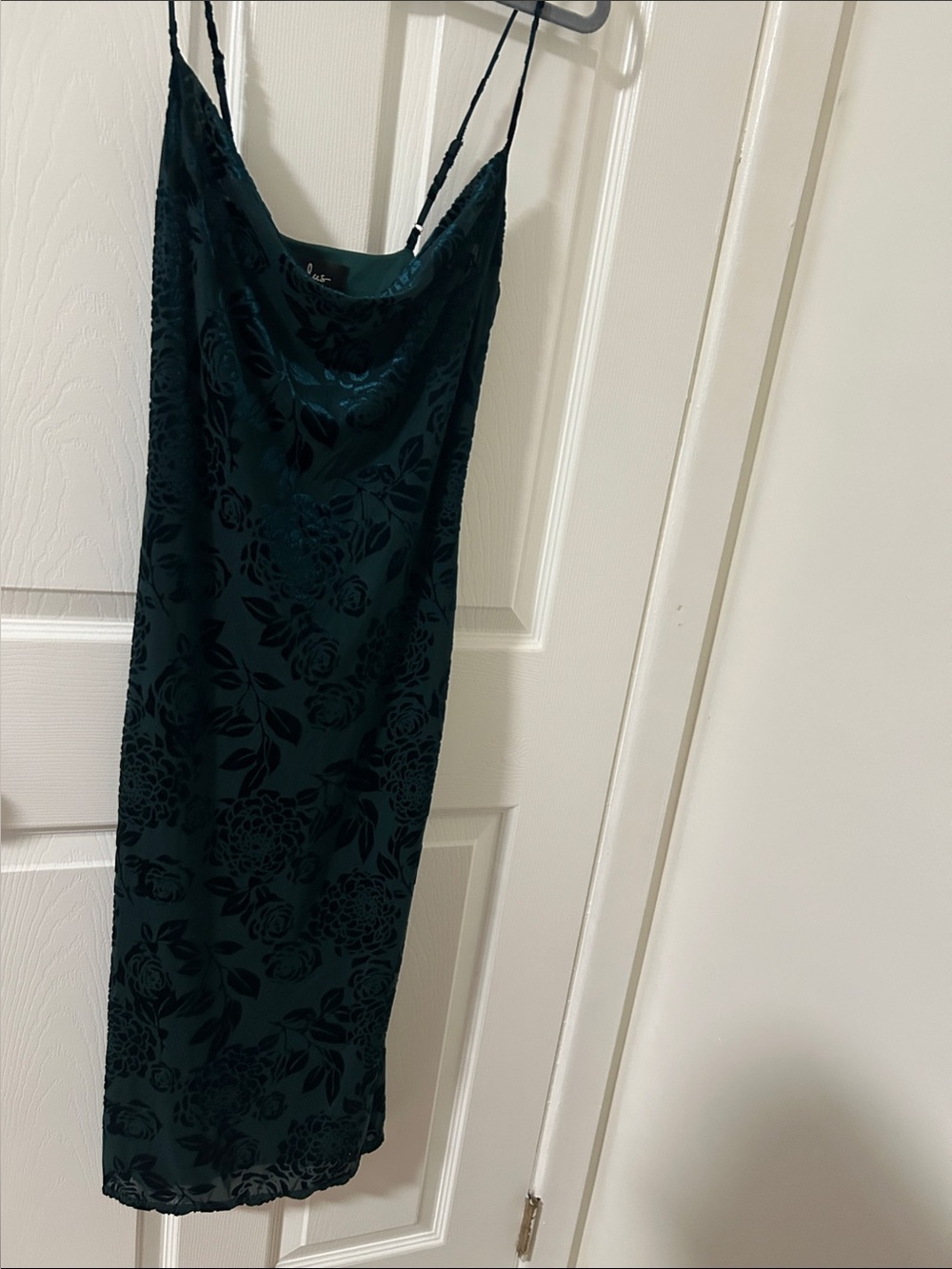 Lulu's Dark Green Floral Midi Slip Dress